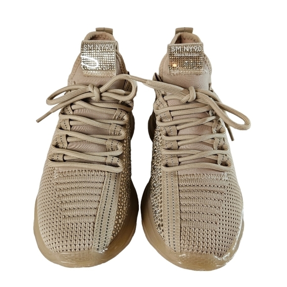 Steve Madden Maxima Rose Gold Lace Up Rhinestone Fashion Sneakers Sz 7.5 - Picture 5 of 14